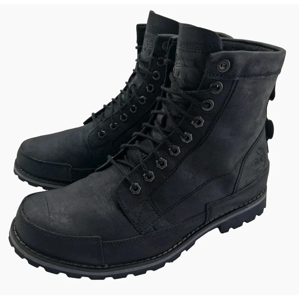 Timberland Boots Mens Size 10 Black Nubuck Combat Ankle Work Lug Sole A2NVQ